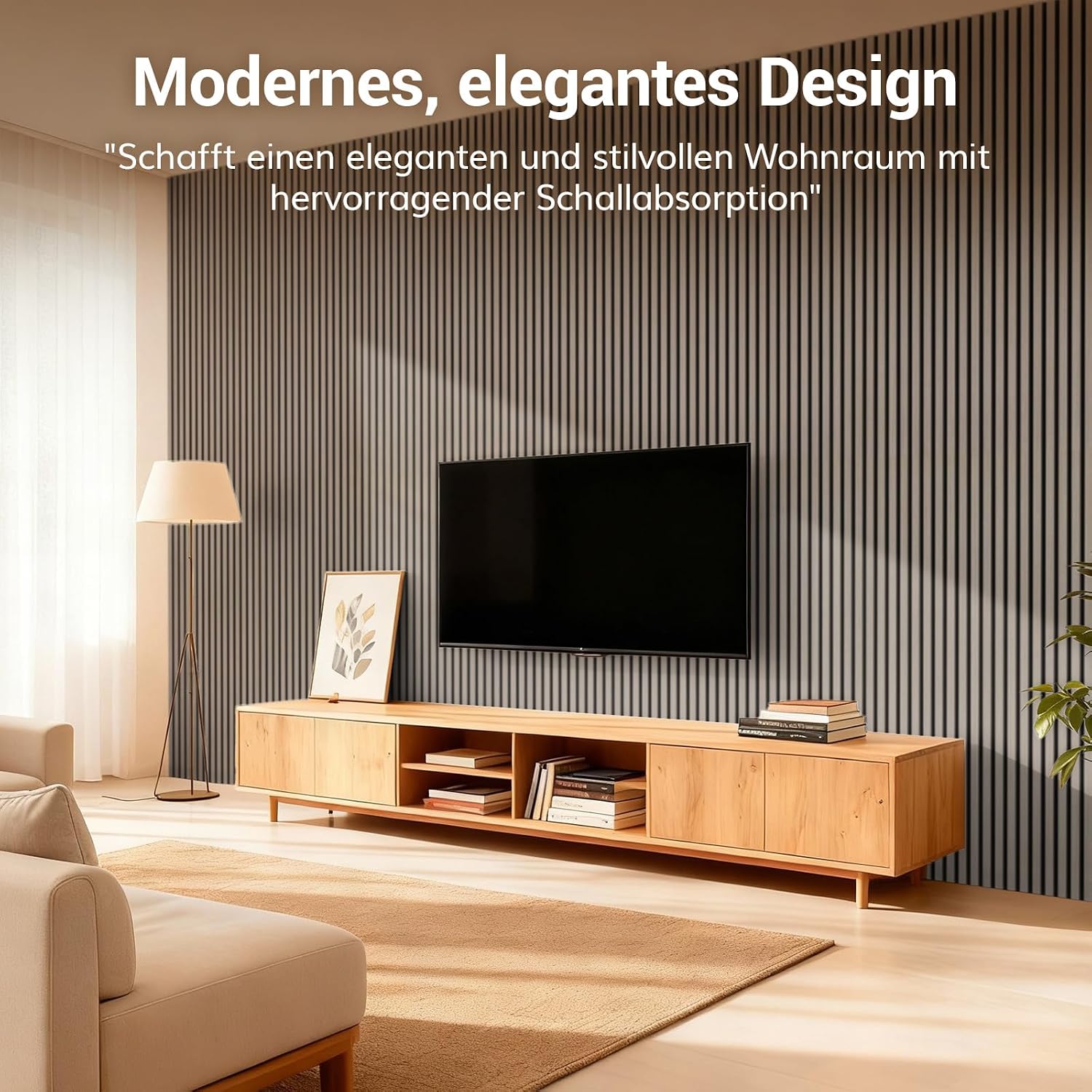 Detalle 2 de TONOR Akustikpaneele Holz – 2er Set 120 x 60 cm, 1,44 m² Wandpaneele mit Holzfurnier