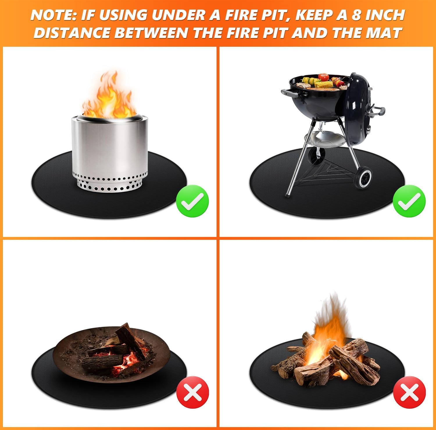 Thumbnail 6 de Huchiz Fire Pit Chiminea Mat, 36-Inch Round Double-Sided Protector