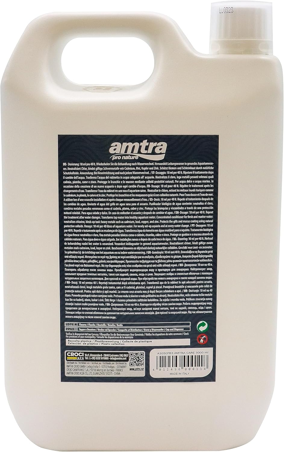 Detalle de Amtra Care Biocondizionatore acquario dolce 3000 ml — acqua di rubinetto pronta all’uso per pesci e flora