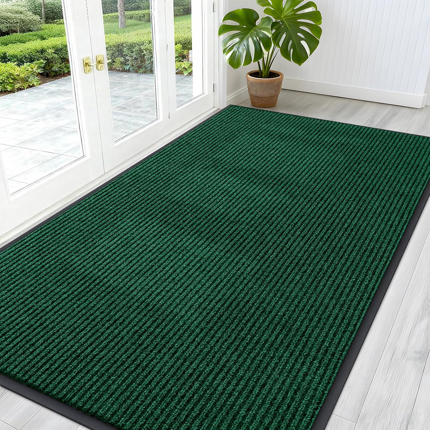 Detalle de OLANLY 59 x 30-Inch Front Door Mat, Green Low-Profile Polyester