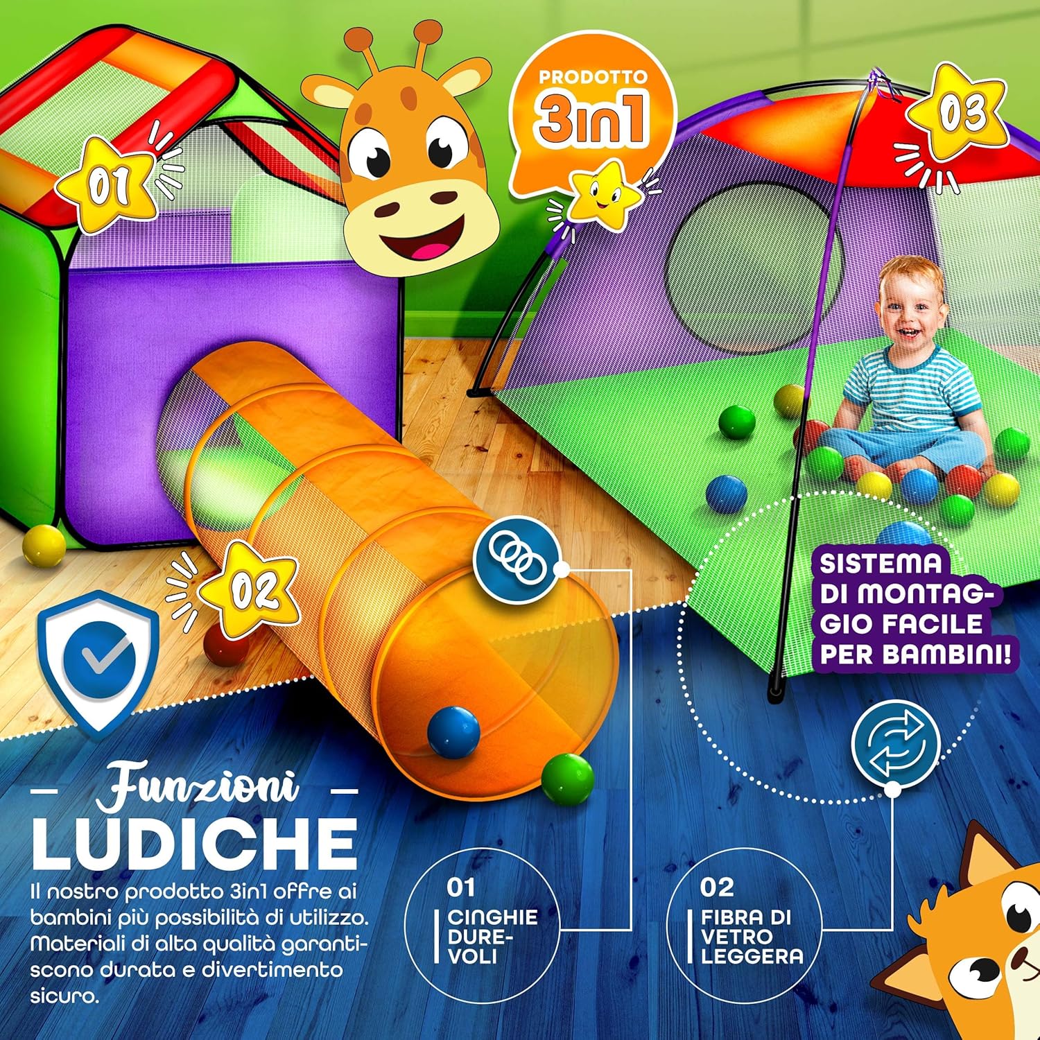 Detalle de KIDUKU Tenda Igloo con Tunnel e 200 Palline 🎪