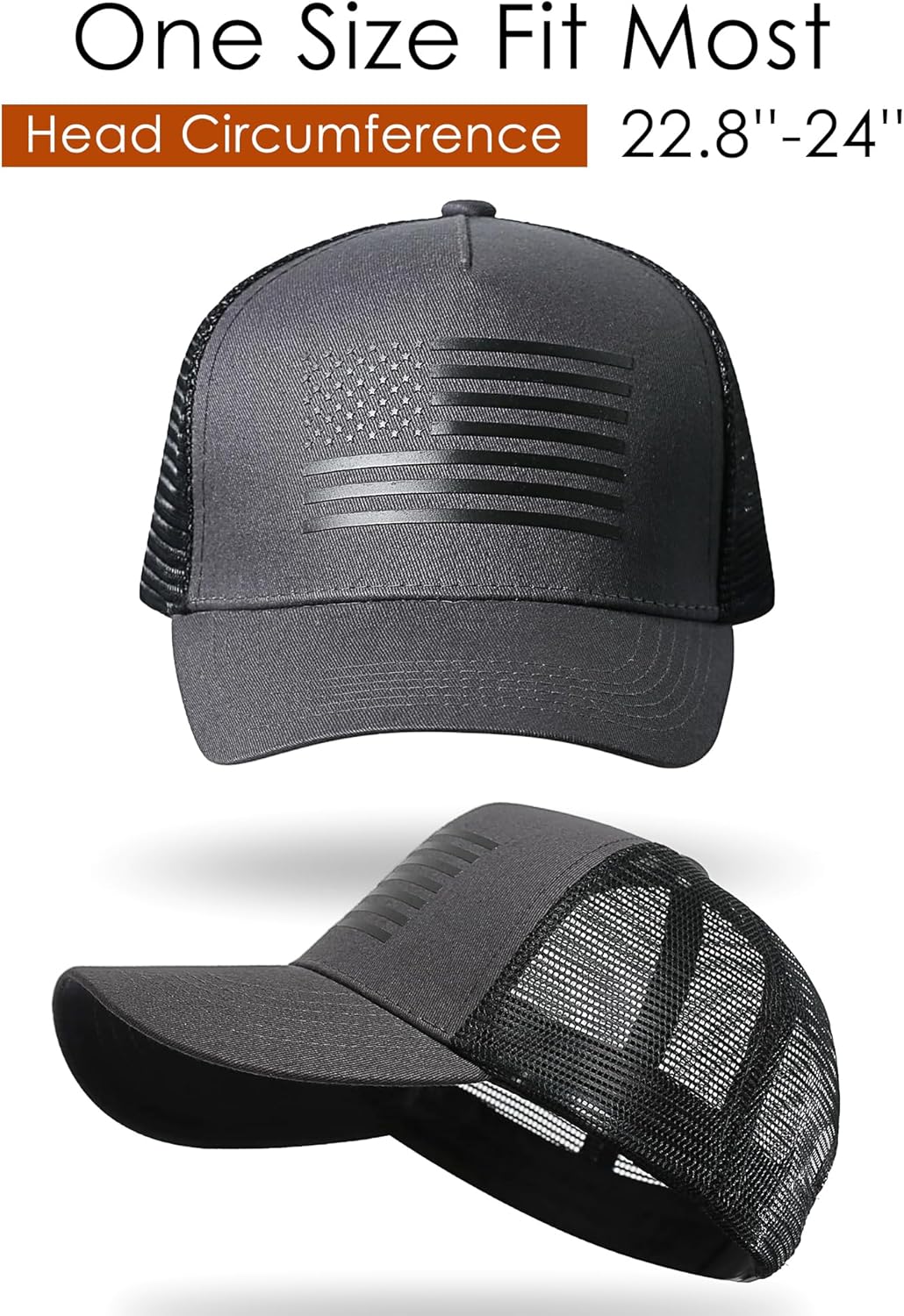 Detalle de SPXKD American Flag Trucker Hat – Adjustable Mesh Snapback for Men and Women