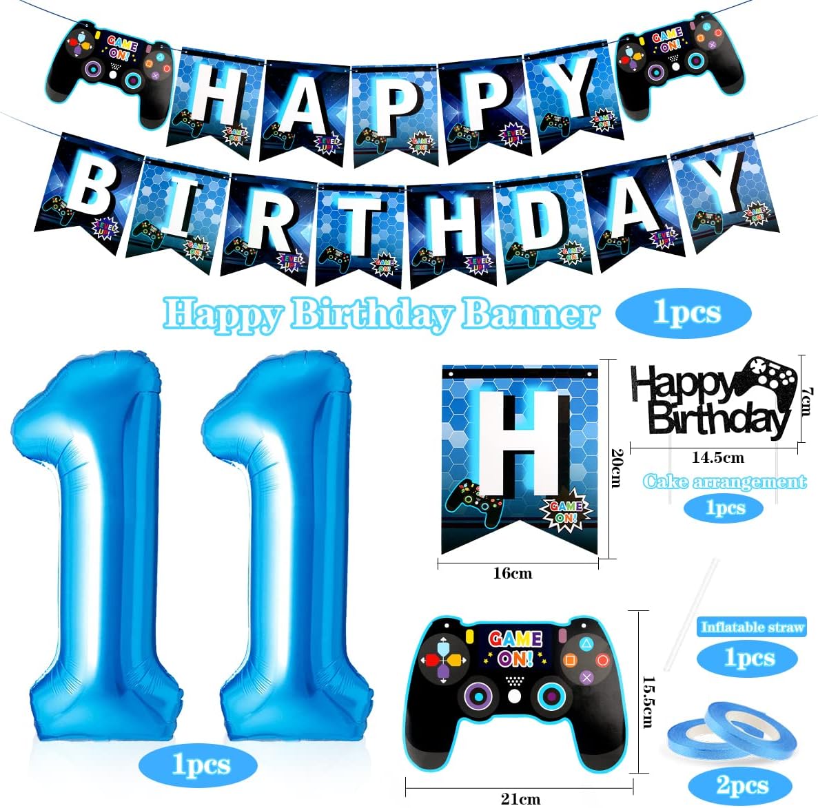 Thumbnail 2 de Videospiel Luftballon 11. Geburtstag Blau – Aurasky