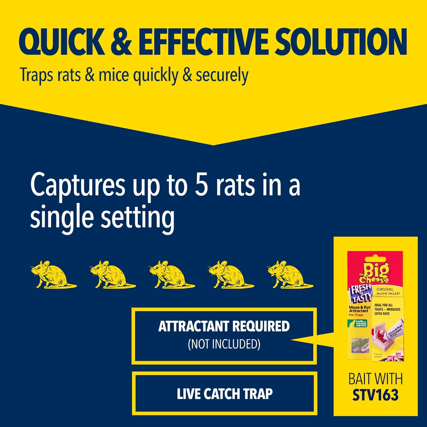 Detalle de The Big Cheese Ultra Power Rat Trap Cage – Humane Live-Catch for Rats and Small Animals (36x14x16 cm)