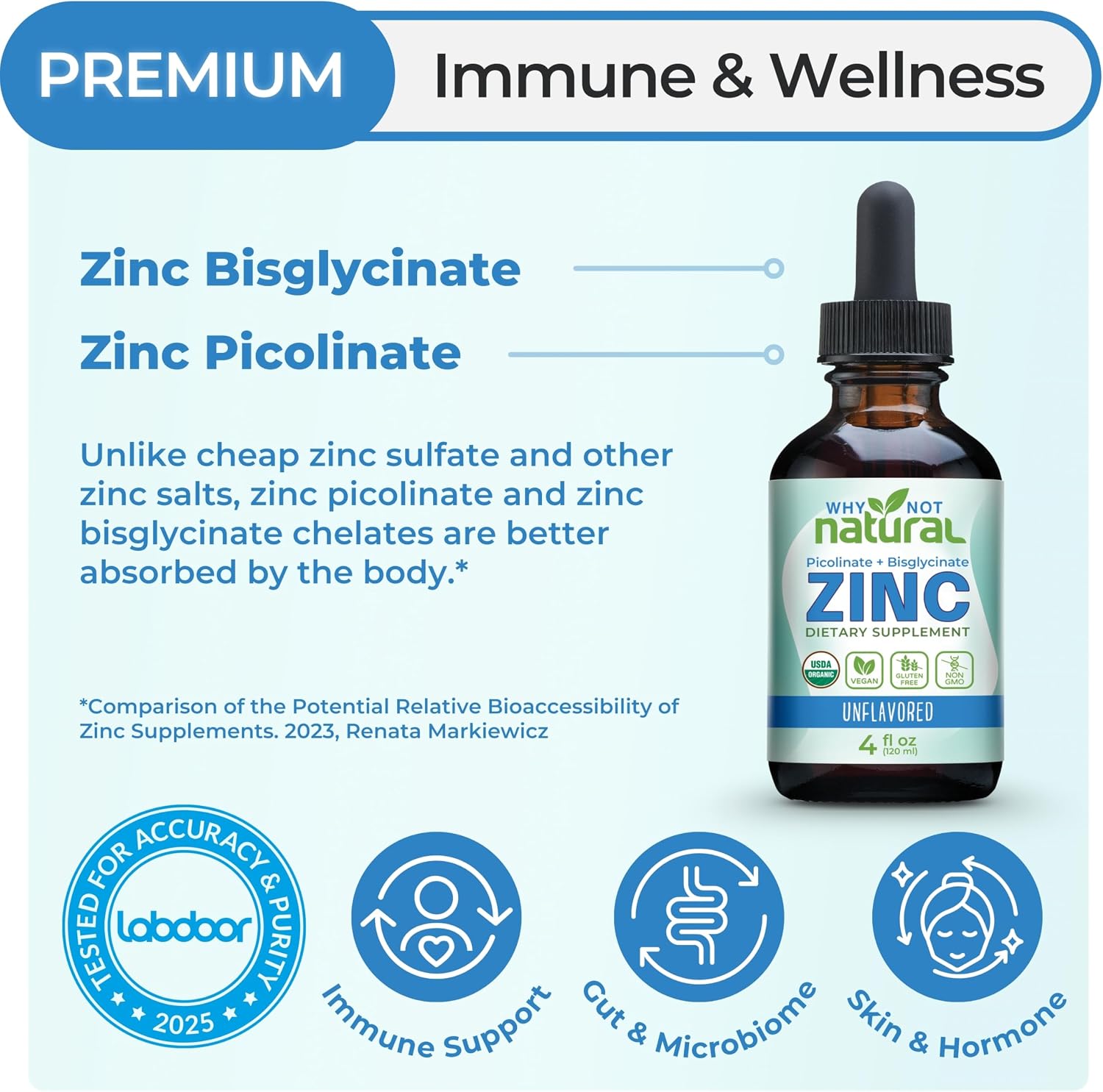 Detalle de Liquid Zinc Drops Supplement, 338 mg per bottle