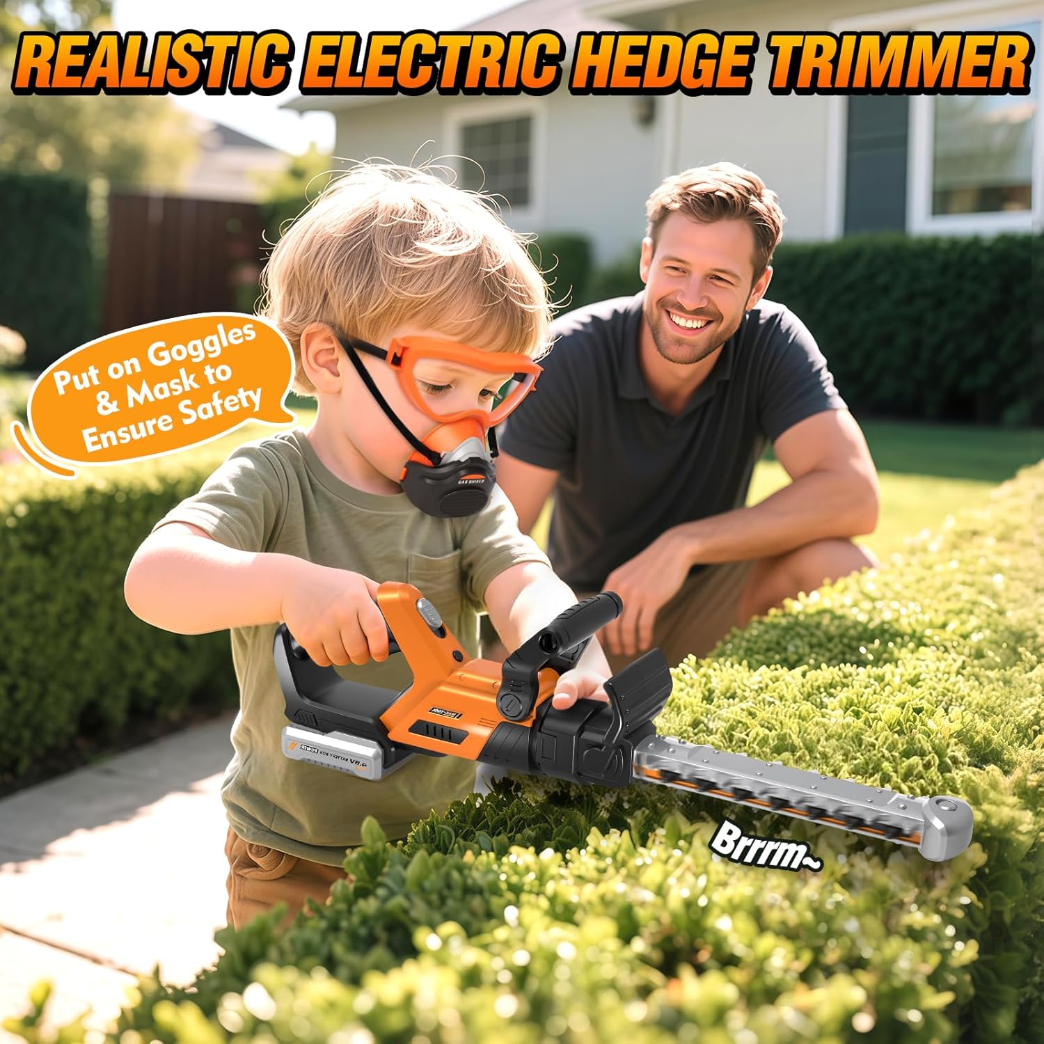 Detalle 2 de 3-IN-1 Kids Garden Tools with Lights and Sounds — Weed Wacker, Leaf Blower & Hedge Trimmer Toy