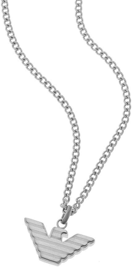 Detalle de EMPORIO ARMANI Herren-Edelstahl Halskette mit Karabinerverschluss – silberner Anhänger