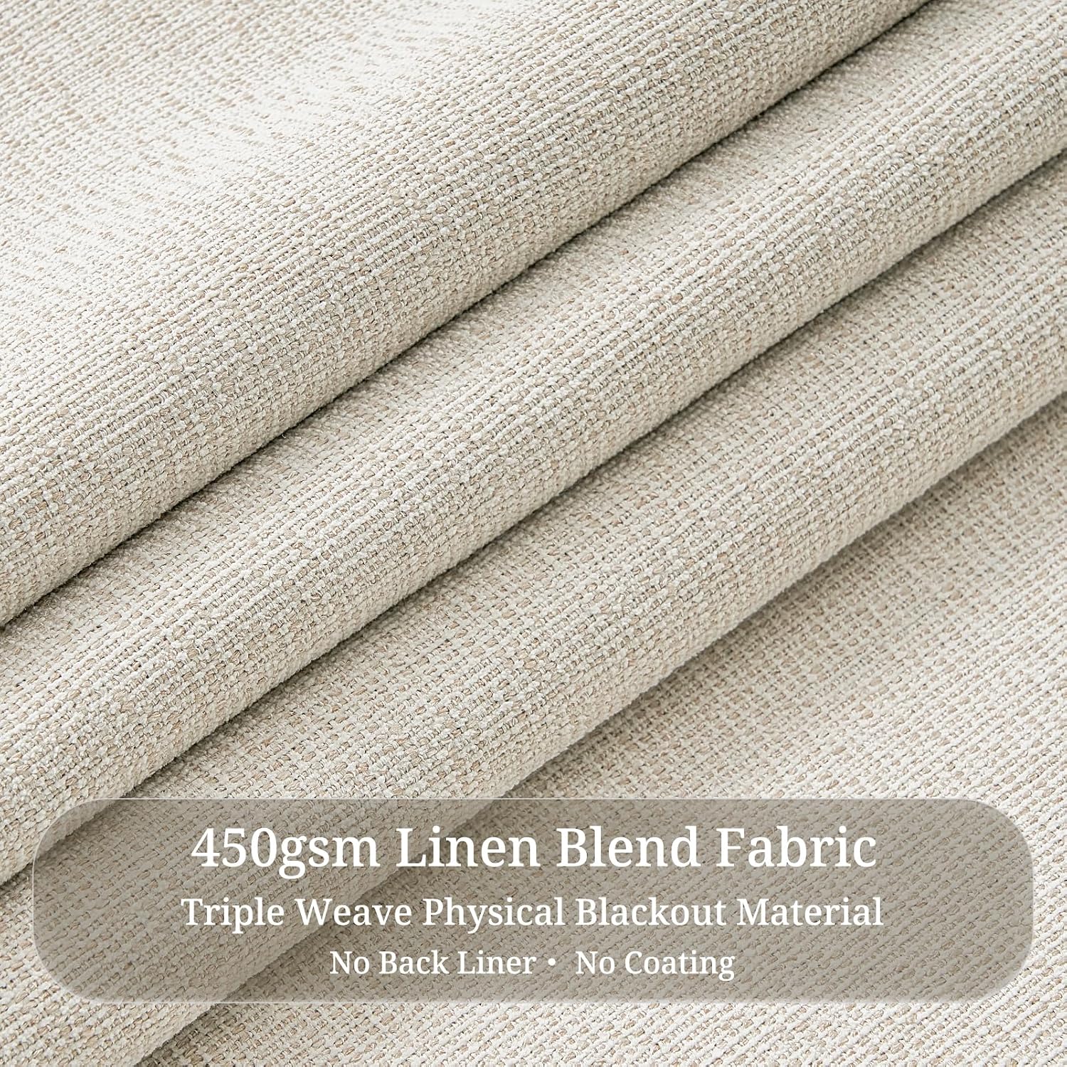 Thumbnail 3 de LuxuNap Natural Linen Blend Blackout Curtains, 105-Inch Pinch Pleat, 2 Panels