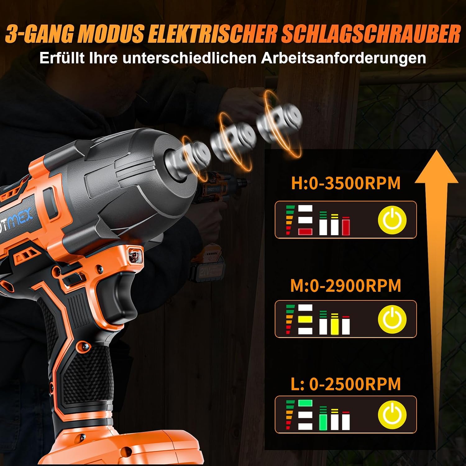 Detalle 2 de Protmex Cordless Impact Wrench 900 ft-lbs
