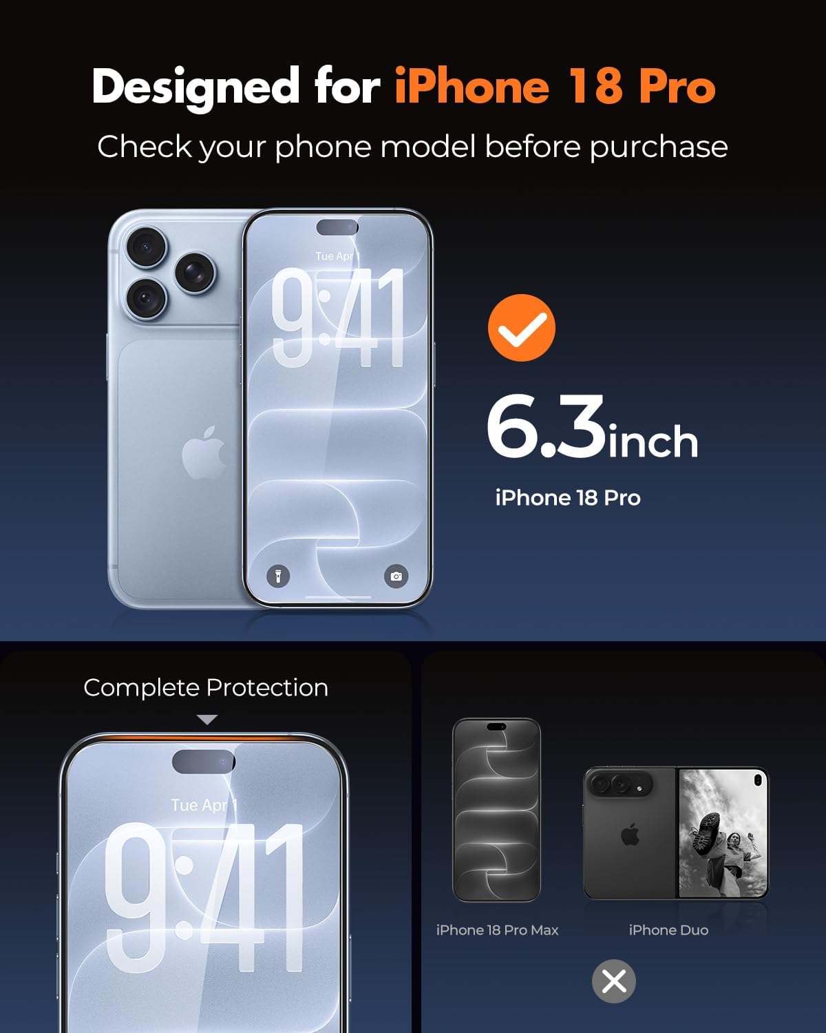 Detalle 2 de UNBREAKcable UBXi1012 3-Pack Tempered Glass Screen Protectors for iPhone 18 Pro