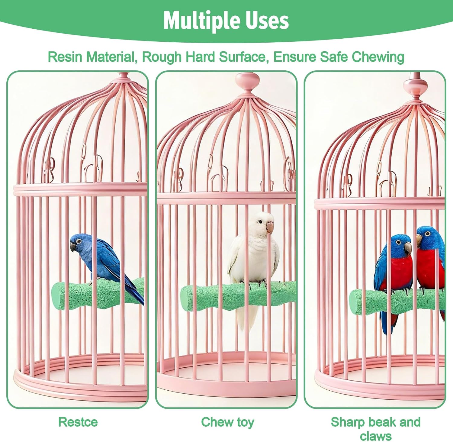Thumbnail 5 de 2PCS Bird Beak Grinding Stone Perches for Cage – Durable Parrot Stand for Claws & Beak Care