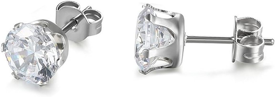 Detalle de JewelryWe Edelstahl Ohrstecker mit Zirkonia – 3–8 mm Durchmesser, wechselbare Größen