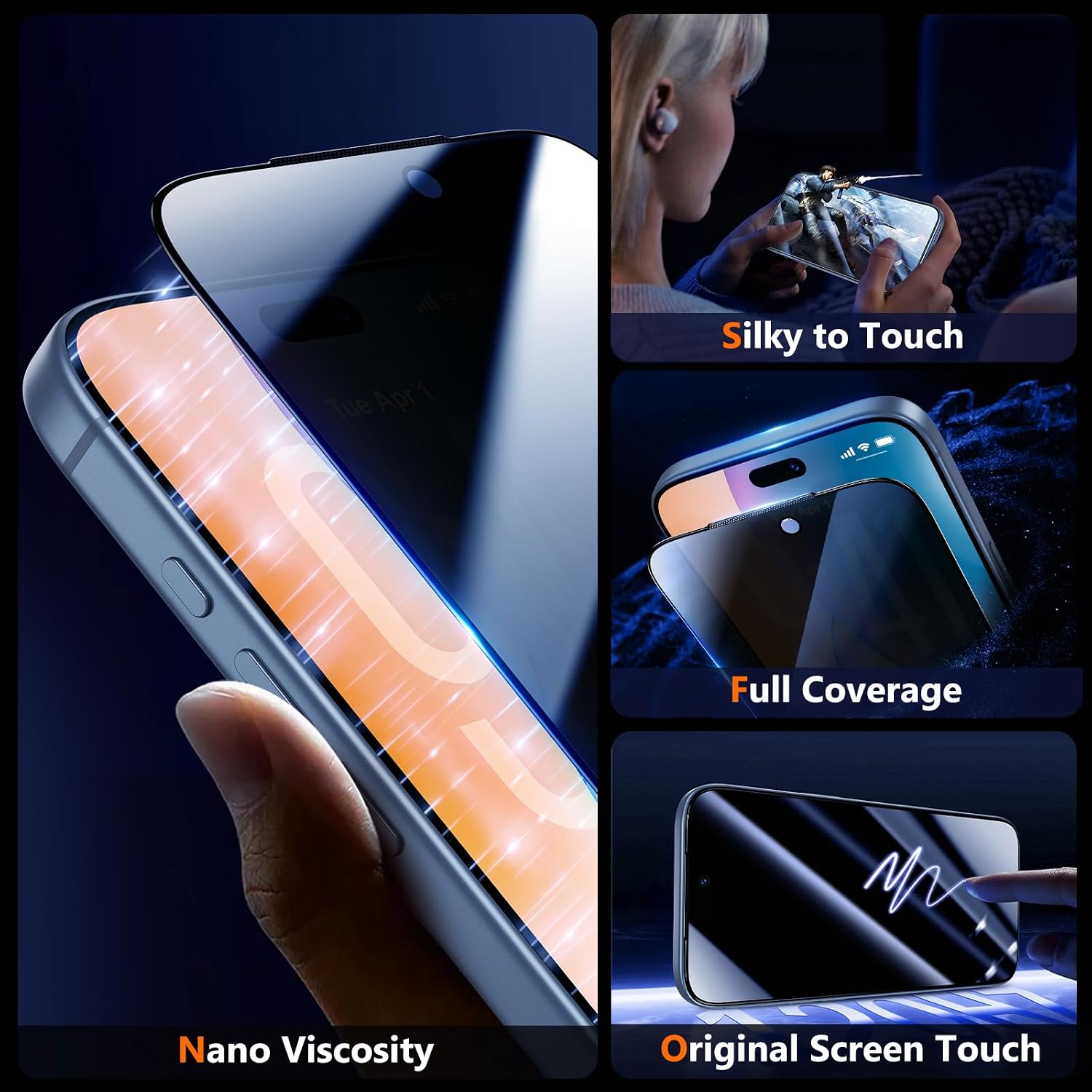 Thumbnail 6 de UniqueMe 18 Pro Max Privacy Screen Protector for iPhone, 6.9-Inch 2-Pack