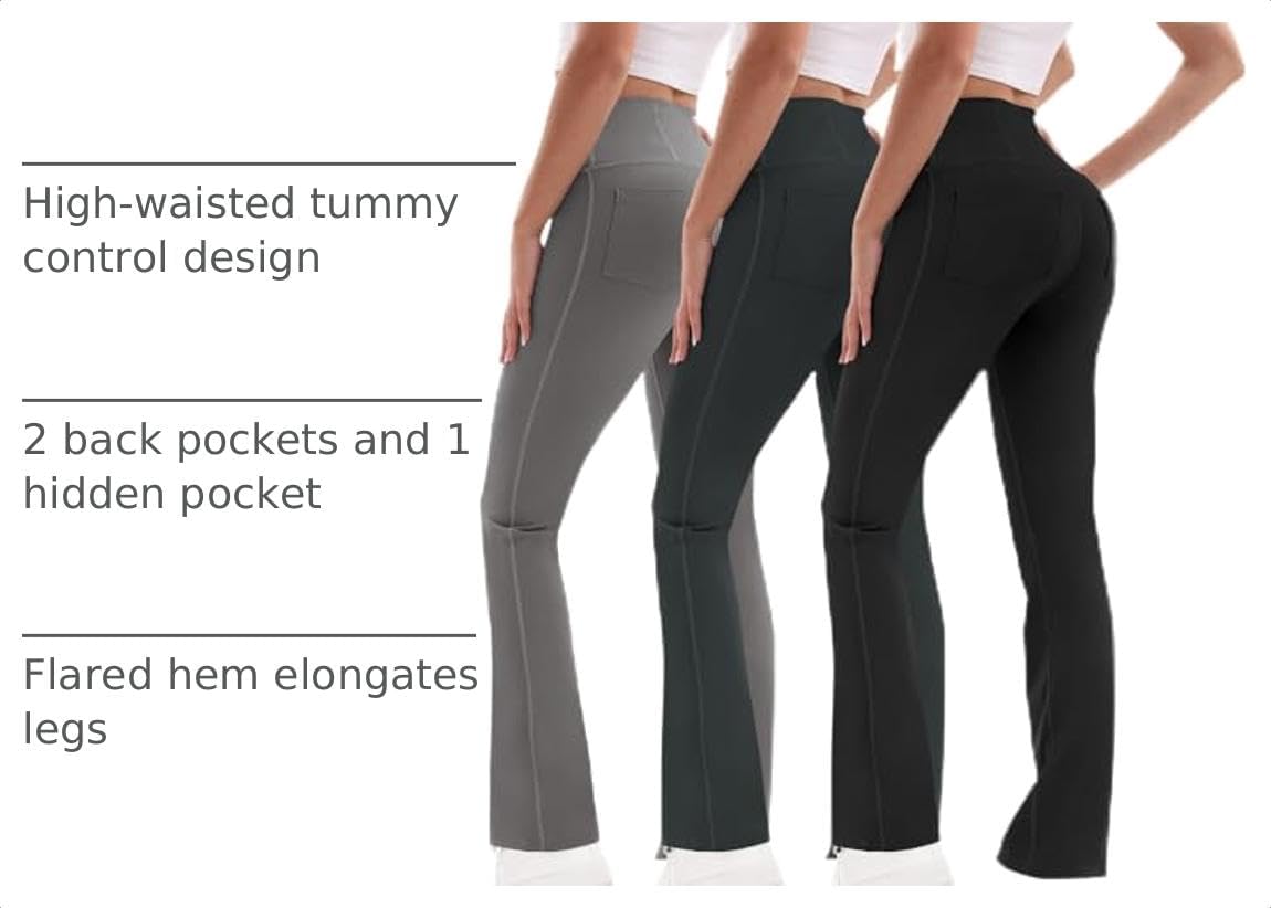 Detalle de HiBwoBwo Flare Leggings, 3-Pack