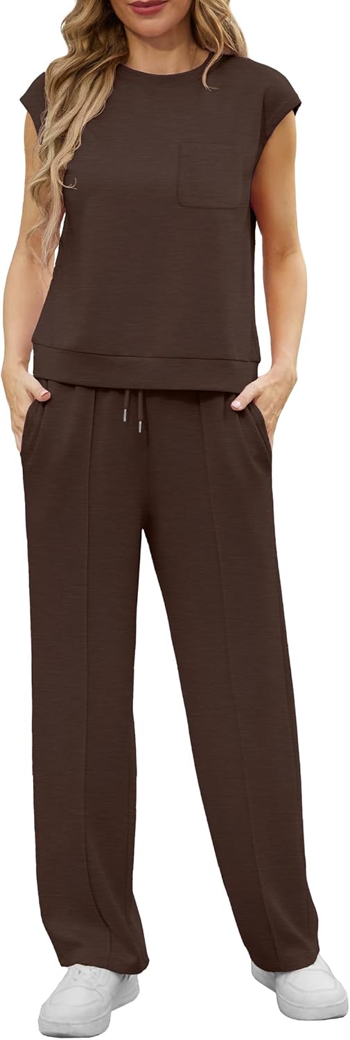 Detalle de GRECERELLE Two Piece Outfits for Women – Summer Lounge Set with Pockets