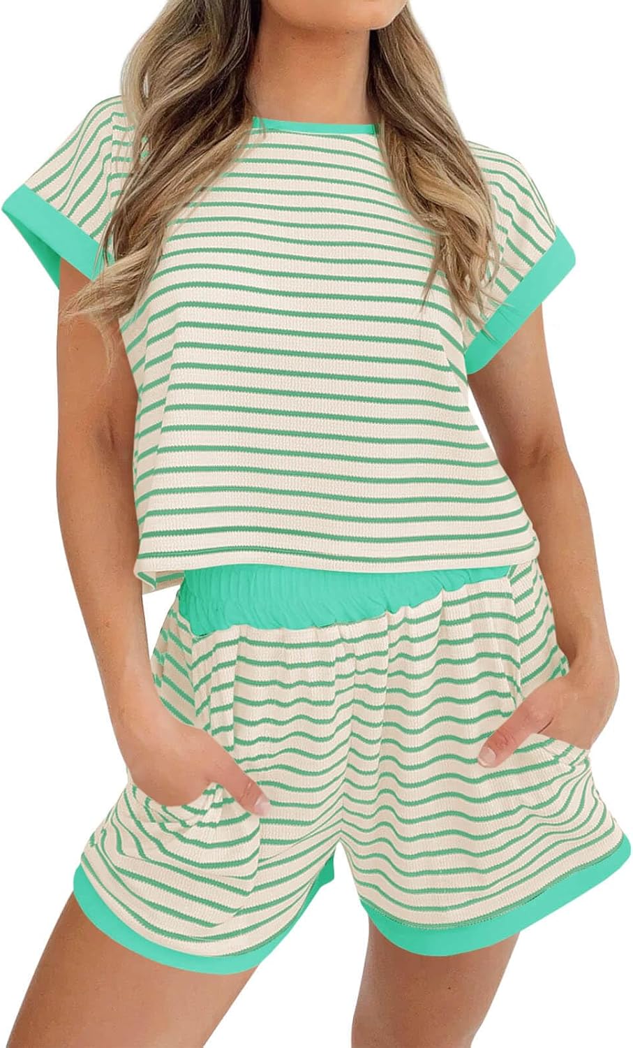 Thumbnail 6 de Tankaneo Women's Summer 2-Piece Striped Lounge Set