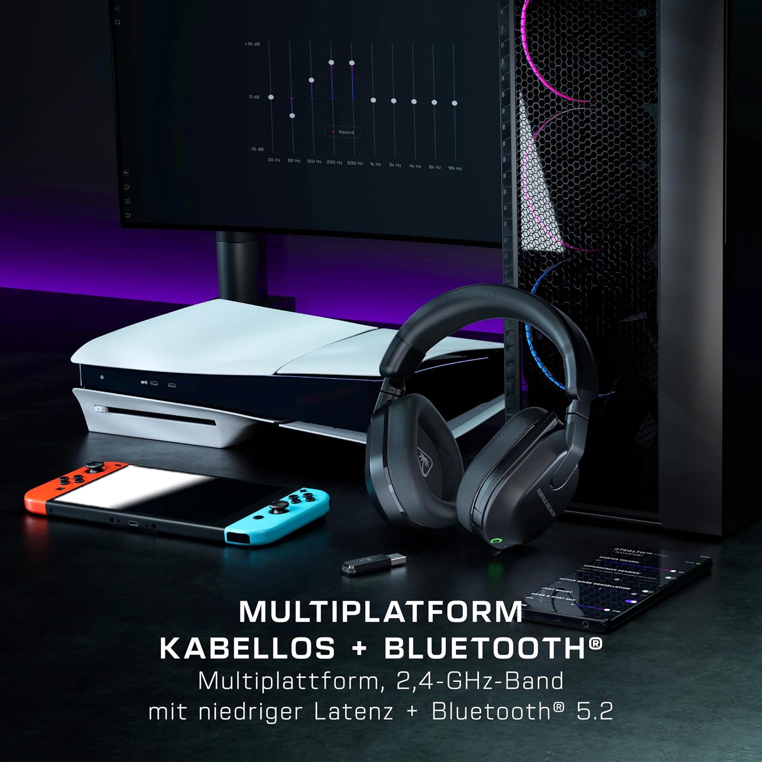 Thumbnail 1 de Turtle Beach Stealth 600 PC kabelloses Gaming-Headset mit Bluetooth, 80 Std. Akku und 50-mm-Treibern (PC/PS5/PS4) – Schwarz