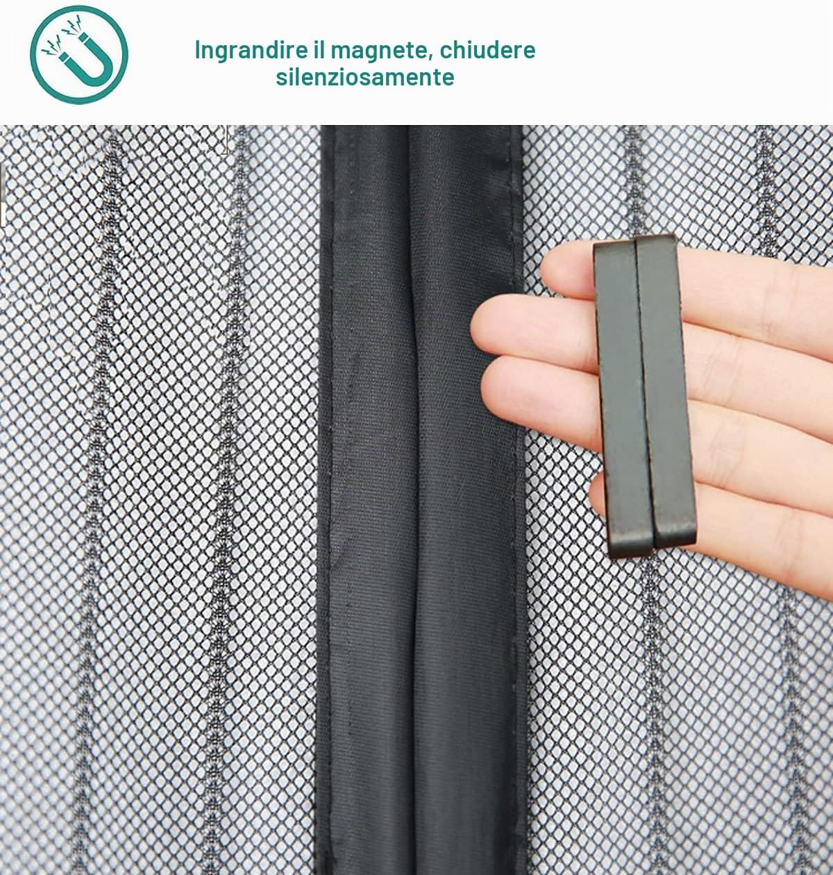 Detalle de Zanzariera Magnetica per Porte 100x235 cm Nero | Chiusura Automatica e Facile Installazione