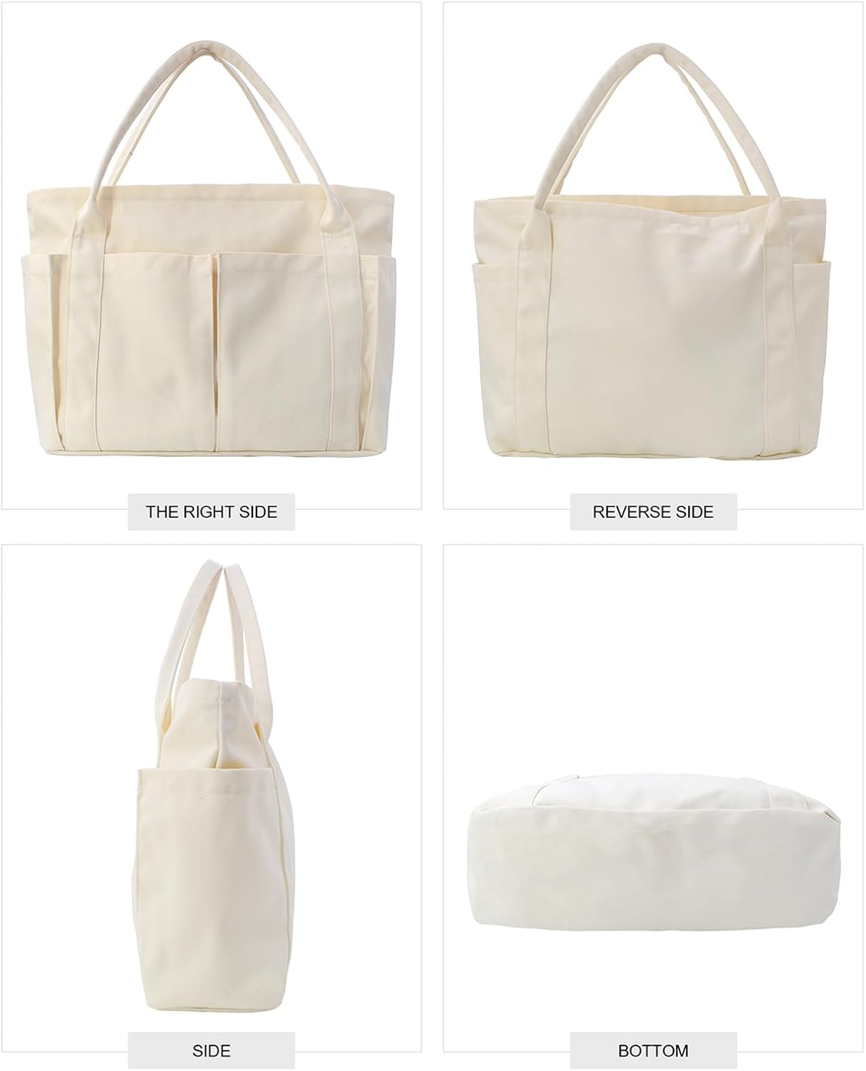 Detalle de Damen Große Canvas Tote Bag – robuste Einkaufstasche mit viel Platz