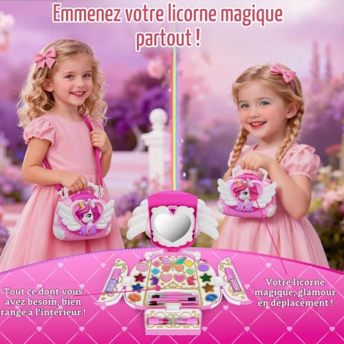 Detalle 2 de Kidluna coffret de maquillage enfant licorne lavable avec miroir et bandoulière