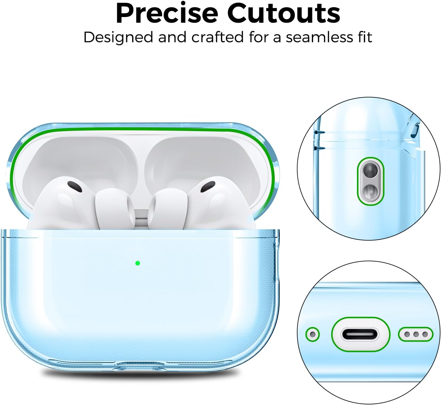 Detalle 2 de AhaStyle Clear AirPods Pro 3 Case Cover (2025) with Anti-Yellowing Soft TPU Skin and Cleaner Kit