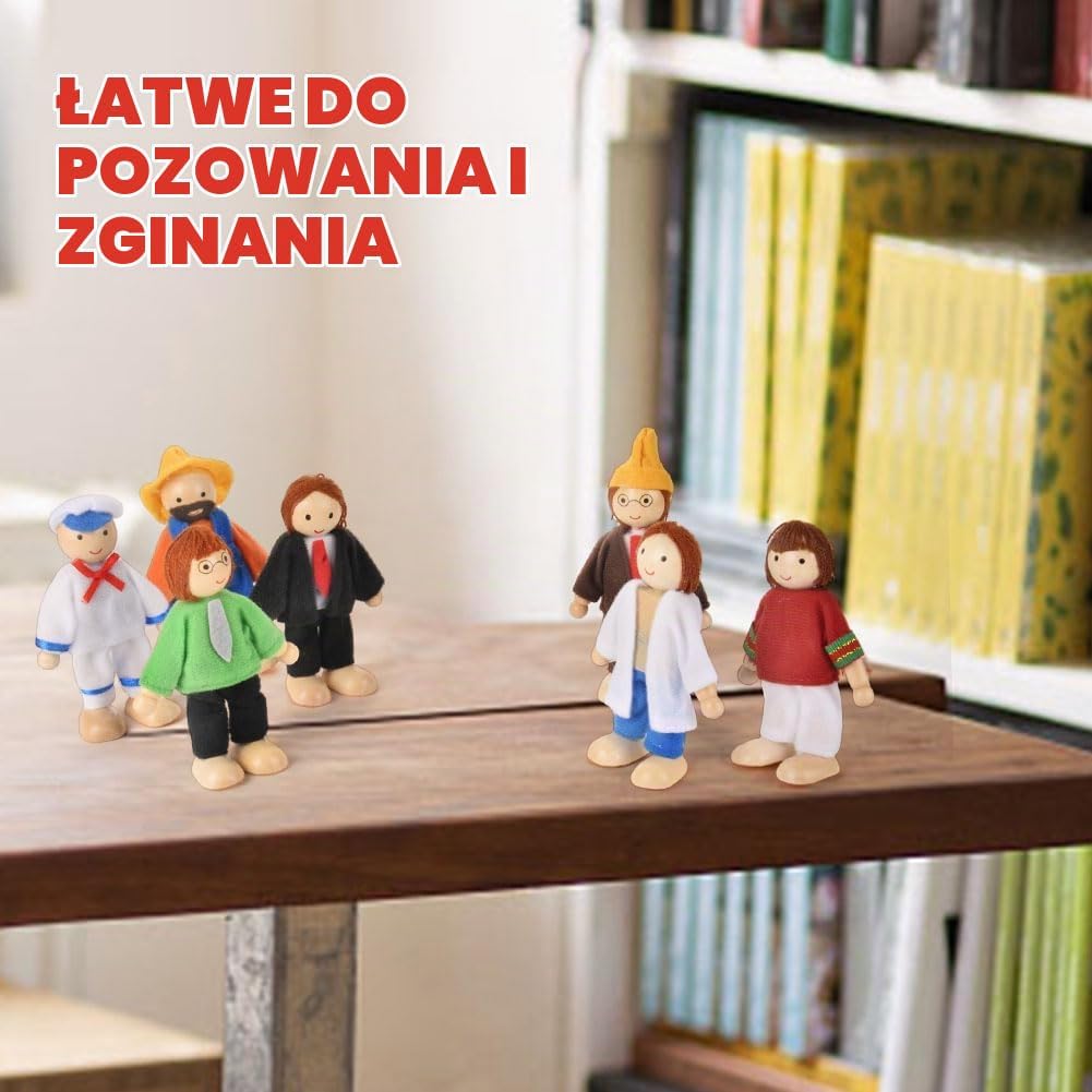 Detalle 1 de Aolso – drewniany zestaw 9 lalek 10 cm z ruchomymi kończynami