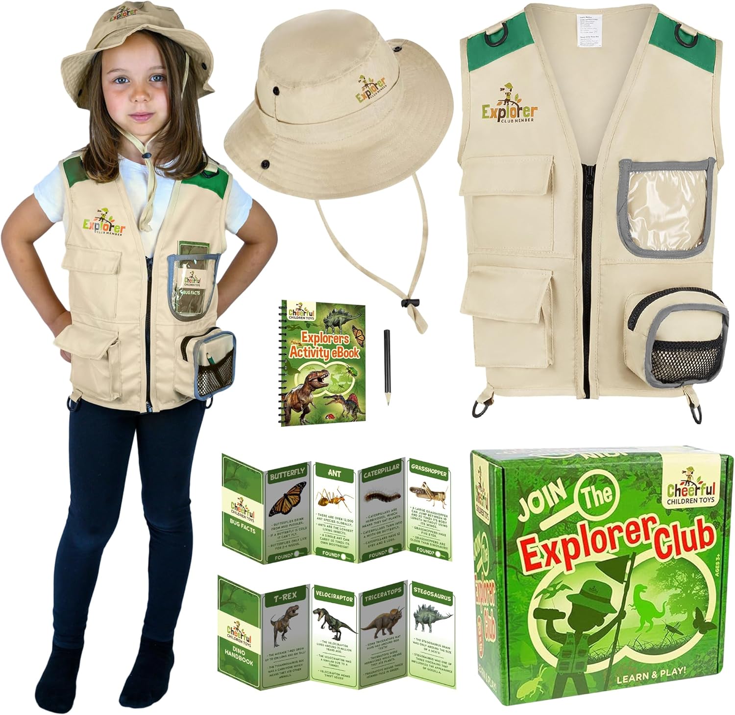 Thumbnail 6 de Cheerful Kids Explorer Costume Kit: Safari Vest, Hat and Educational Handbooks