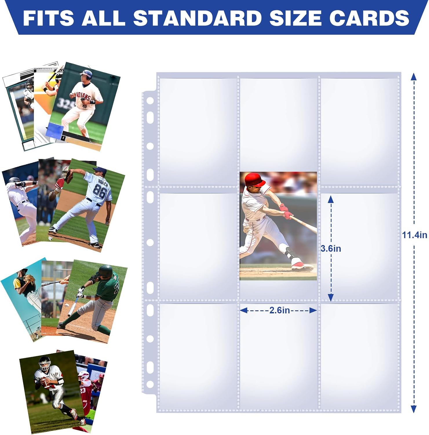 Thumbnail 2 de 50 Pack 9 Pocket Card Sleeves Binder Sheets for 3-Ring Binders