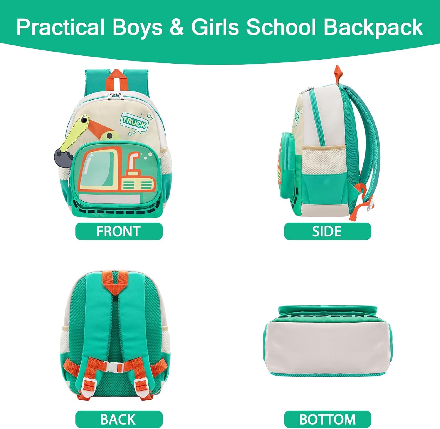 Detalle de YAMEIZE Kindergartenrucksack Jungen - Kleiner, süßer Rucksack mit Autodesign für 3–6 Jahre