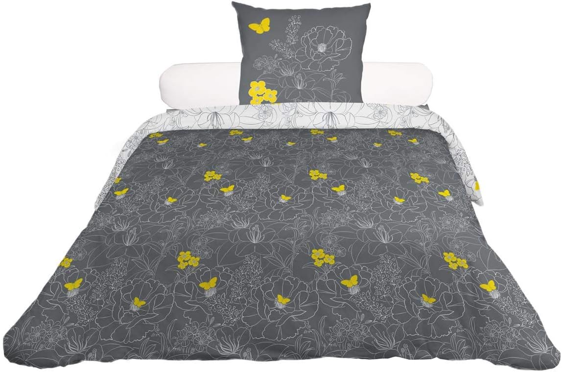 Thumbnail 4 de Soleil d'ocre Parure Housse de Couette 240x220 cm Lisa Anthracite 57 fils/cm²