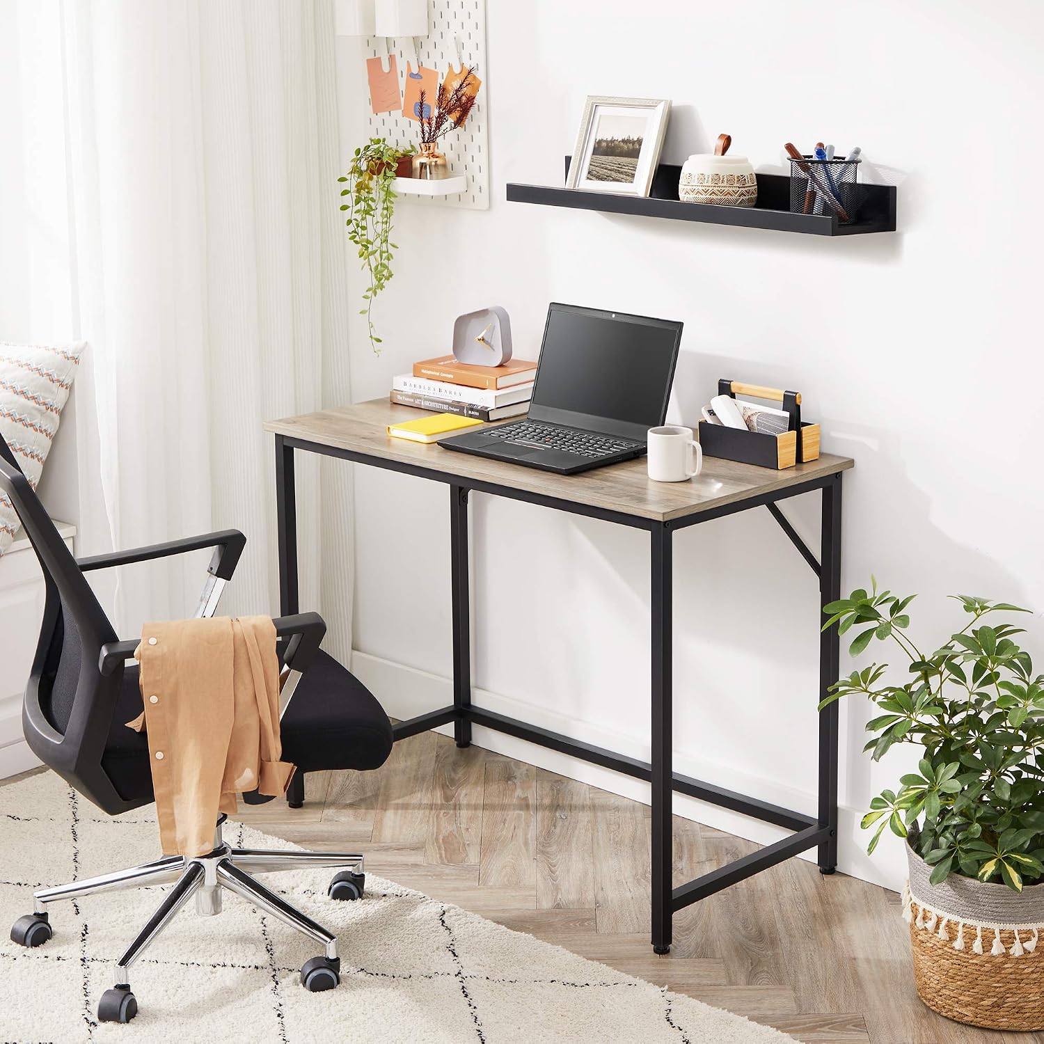 Thumbnail 1 de VASAGLE LWD041B02V2 Computer Desk: Practical 100 x 50 cm Greige Desk with Black Steel Frame