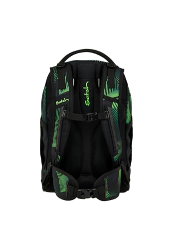 Detalle de Satch Schulrucksack Pack Seismic Green – Schwarz: Viel Platz, ergonomisch tragbar und zuverlässig organisisert