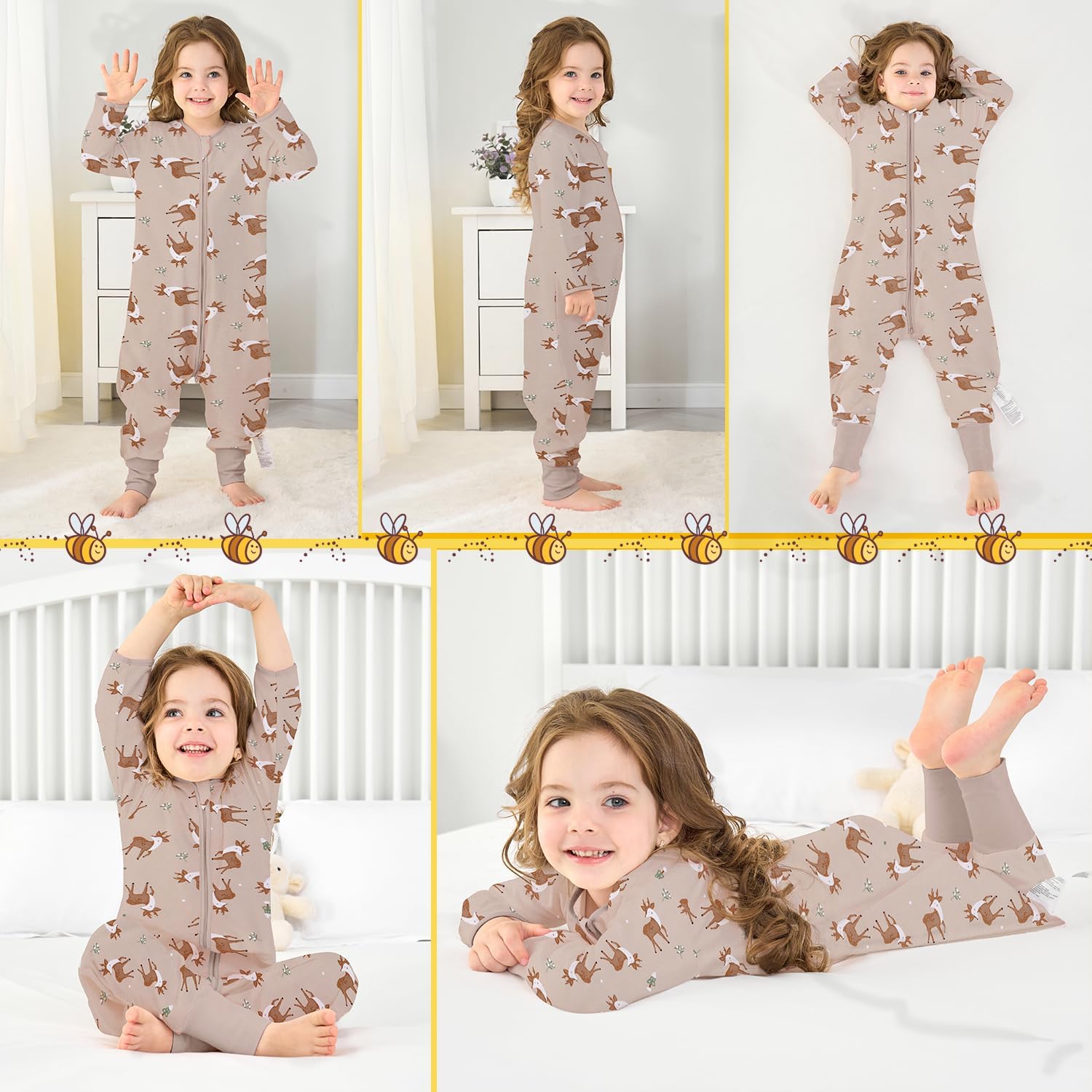 Thumbnail 6 de Baby Schlafsack Sommer mit Füßen 0,5 Tog – 100% Baumwolle, lange Ärmel, Füße – ideal für Frühling bis Herbst