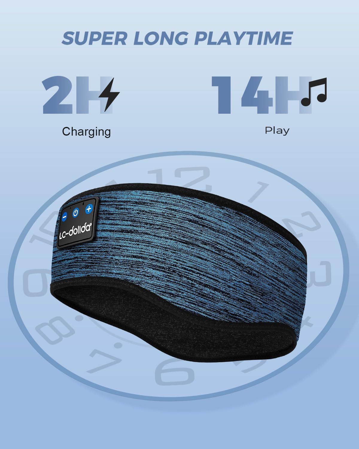 Detalle de LC-dolida Bluetooth 5.4 Sleep Headband Headphones with Ultra-Thin Stereo Speakers