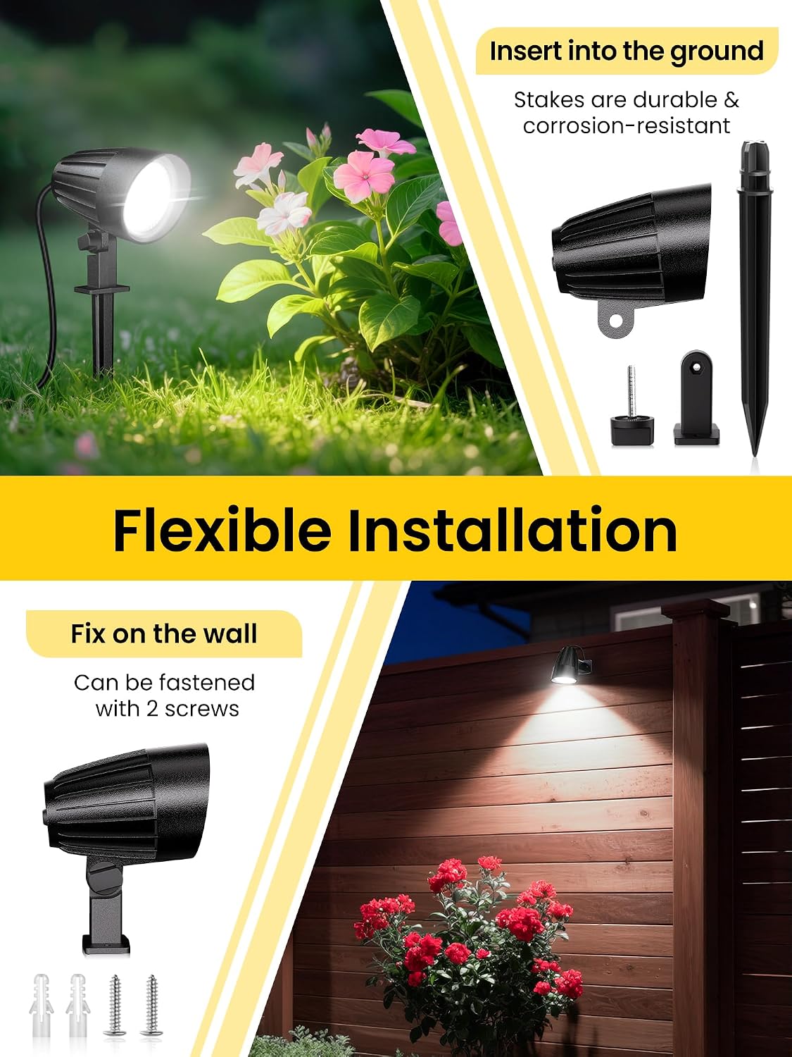 Detalle de MEIKEE set da 2 faretti da giardino LED 7W 500 lm IP66 bianco freddo 6500K