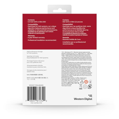 Detalle de WD Red SA500 2TB: NAS SATA SSD de 2,5" para almacenamiento rápido y fiable