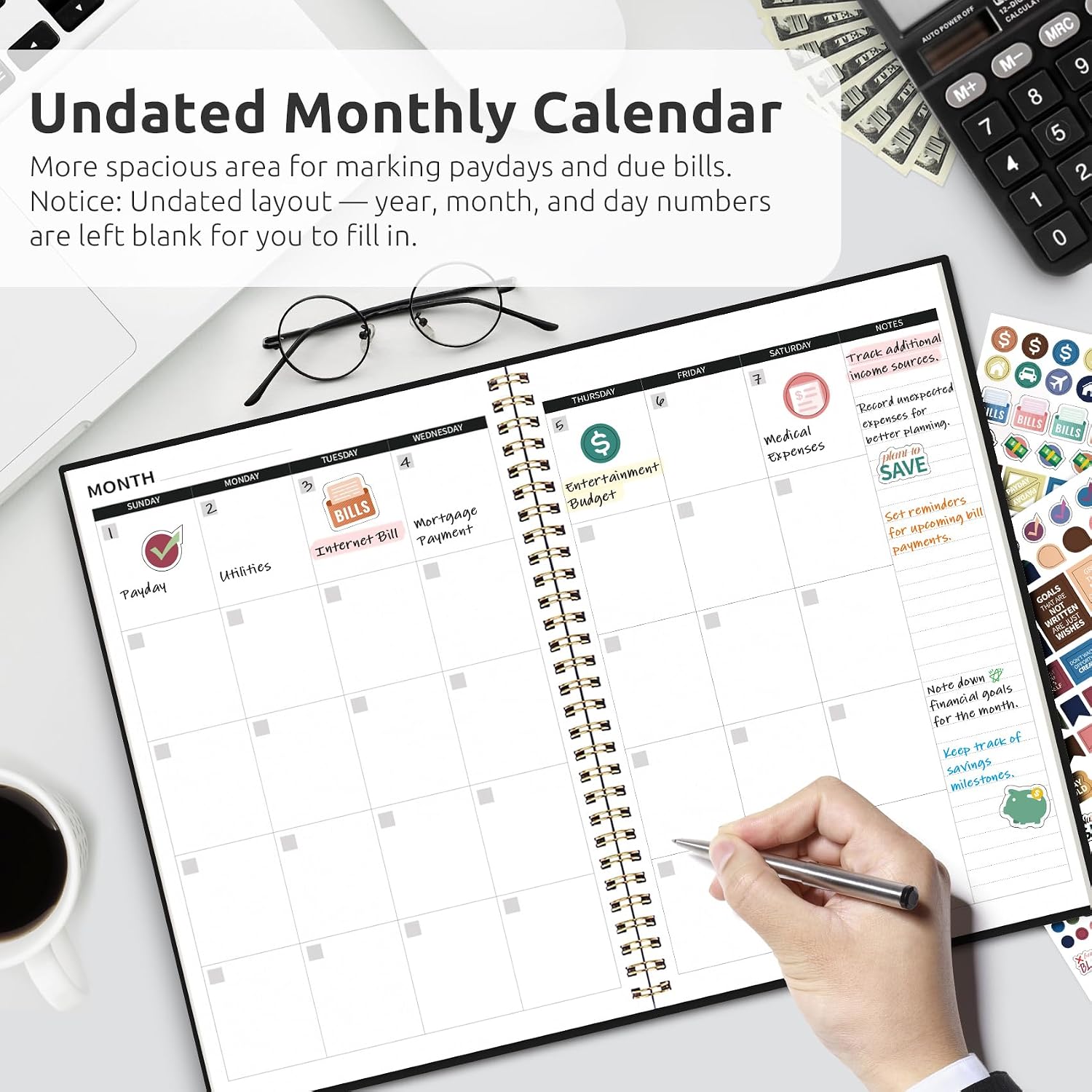 Detalle 2 de Taja Budget Planner, Undated 150-Page Expense Tracker, 6.9" x 9.9