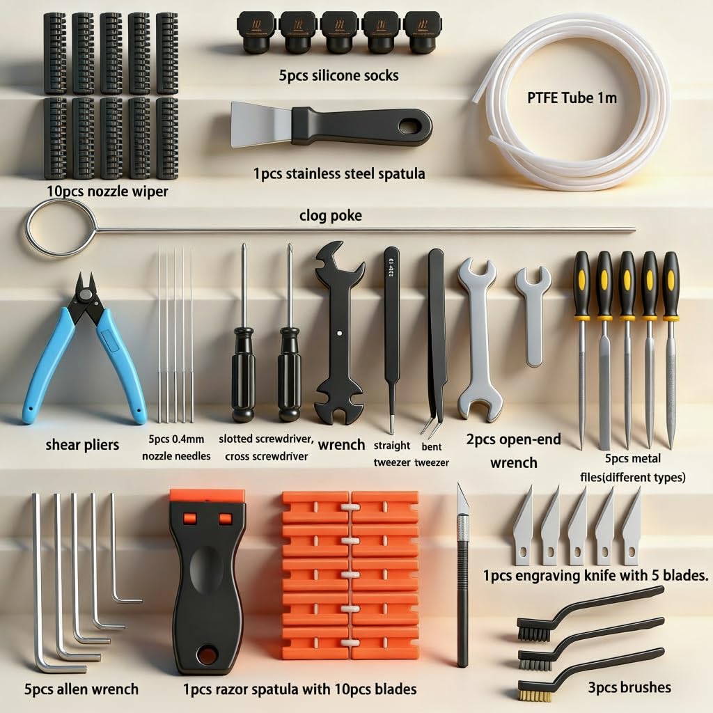 Detalle de Bambu Lab A1 Mini対応 3Dプリンター用メンテナンスキット、PTFEチューブ・ノズル清掃工具付き