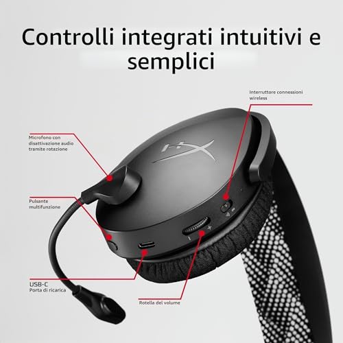 Detalle de HyperX Cloud Jet: cuffie wireless dual 2,4 GHz e Bluetooth per PC, Mac e console