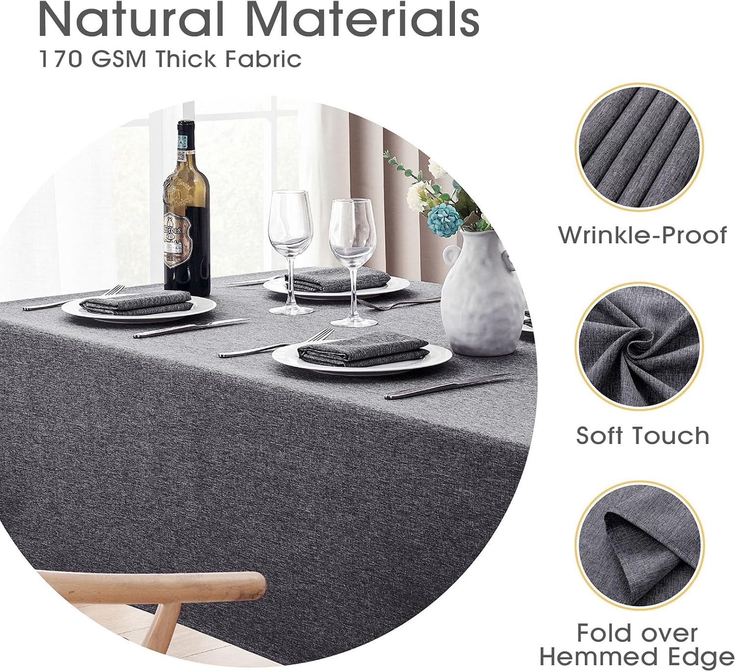Detalle de Veblandy Rectangle Tablecloth 52 x 70 Inch 🍽