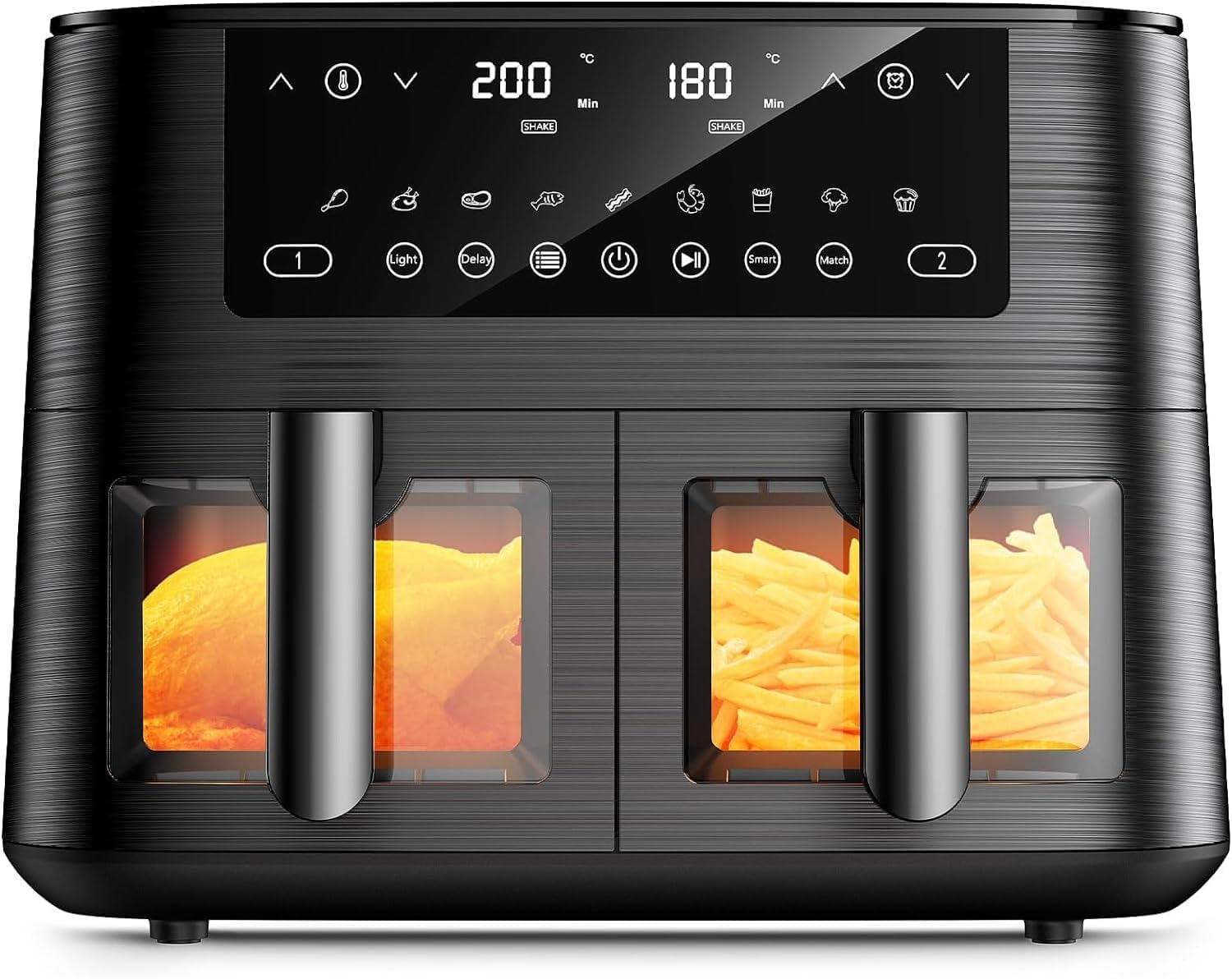 Detalle de Heißluftfritteuse Airfryer mit Sichtfenster 7,2 l – 11-in-1 XXL Air Fryer mit Warmhalten, Vorheizen & Timer