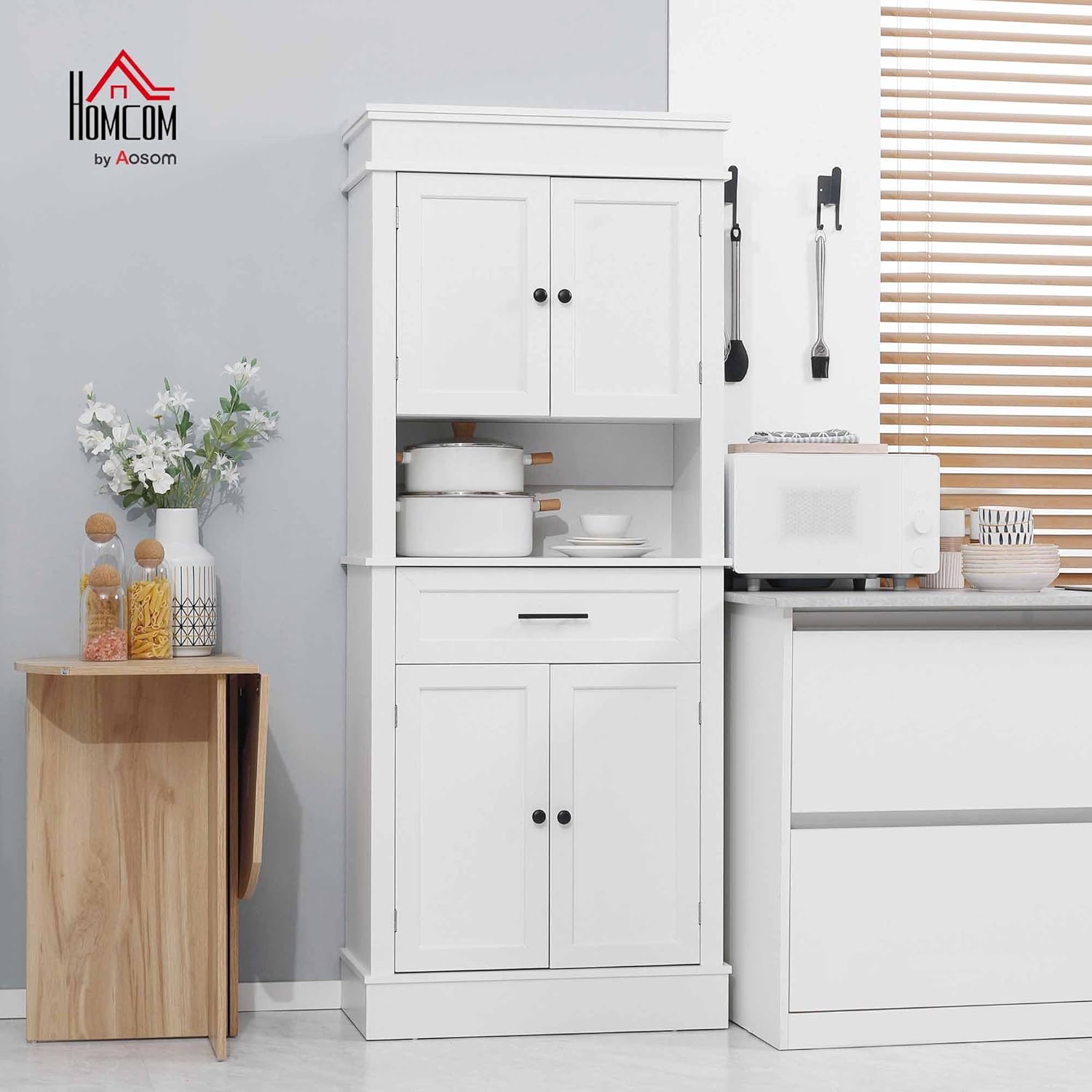 Thumbnail 1 de HOMCOM Alacena de Cocina Aparador para Microondas 4 Puertas 🍽