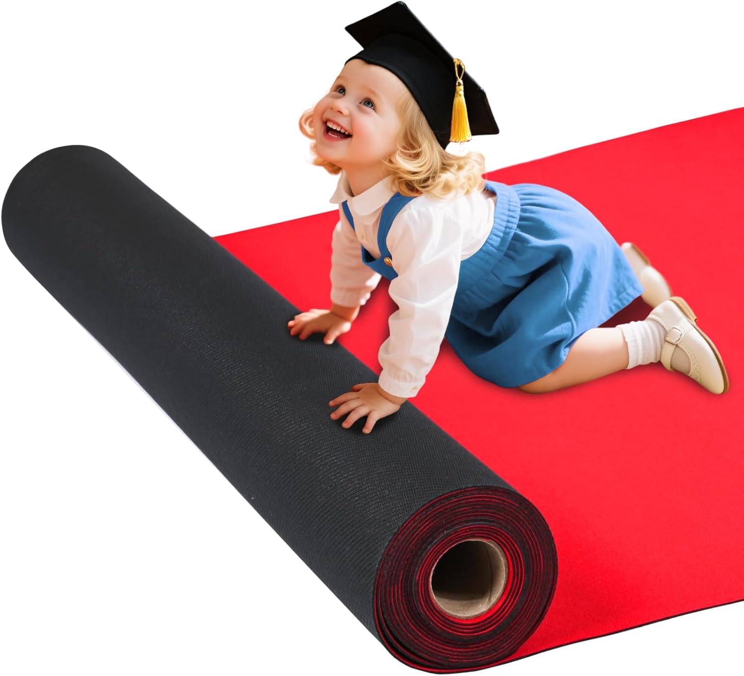 Detalle de BTYCityMao Red Carpet Floor Runner, Reusable Rubber-Backed Indoor/Outdoor Rug