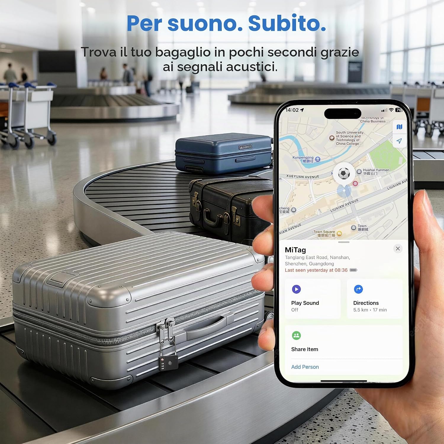 Thumbnail 2 de MiLi Lucchetto intelligente per valigia con tracker: TSA certificato e integrazione Dov'è / Find My