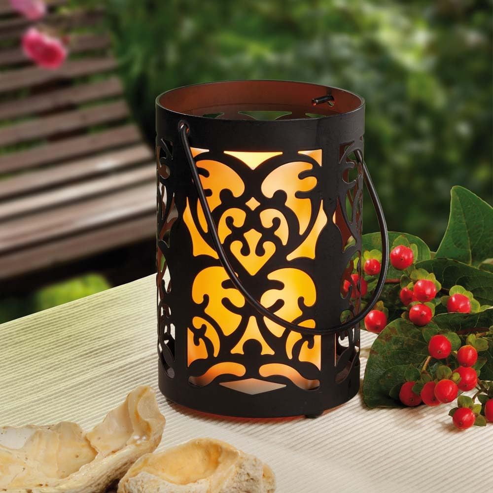 Detalle de hellum Lanterne LED avec bougie LED – lanterne décorative en métal noir 10 x 15 cm