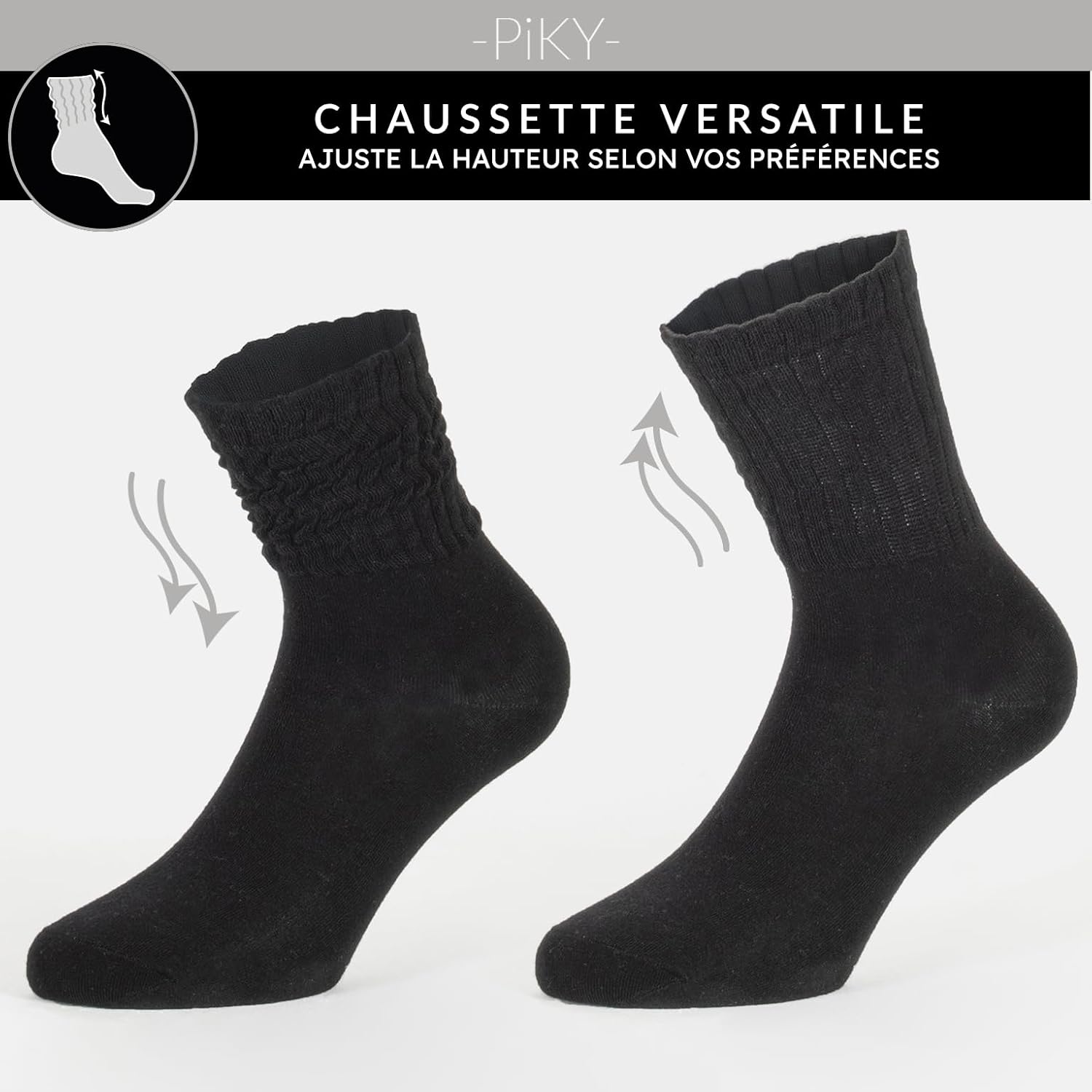 Detalle de PIKY PACK 6 PAIRES Chaussettes Slouchy pour femmes – coton doux, coupe comfortable et polyvalente