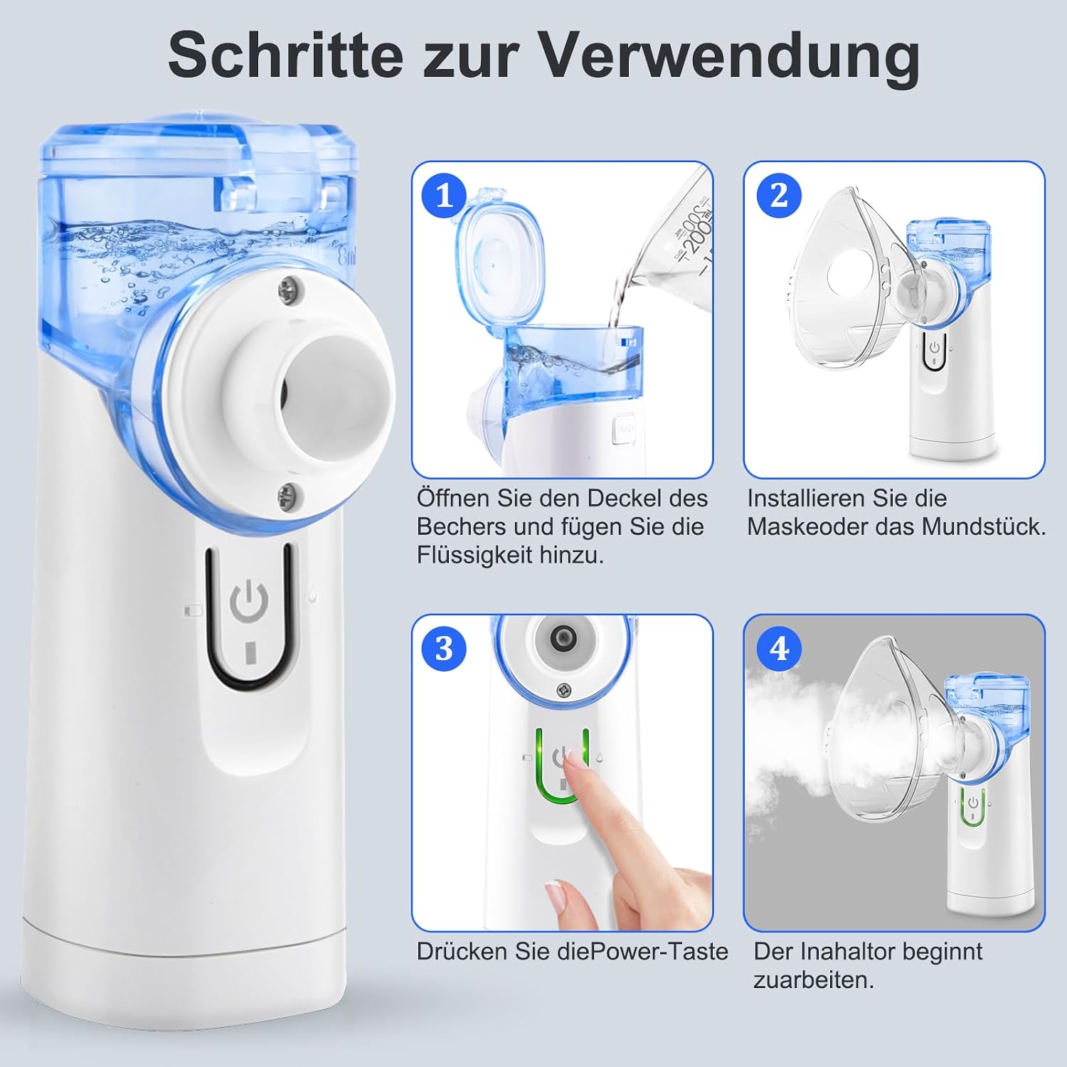 Detalle de Inhalator tragbarer Vernebler mit USB-C – leiser, effizient und kinderfreundlich