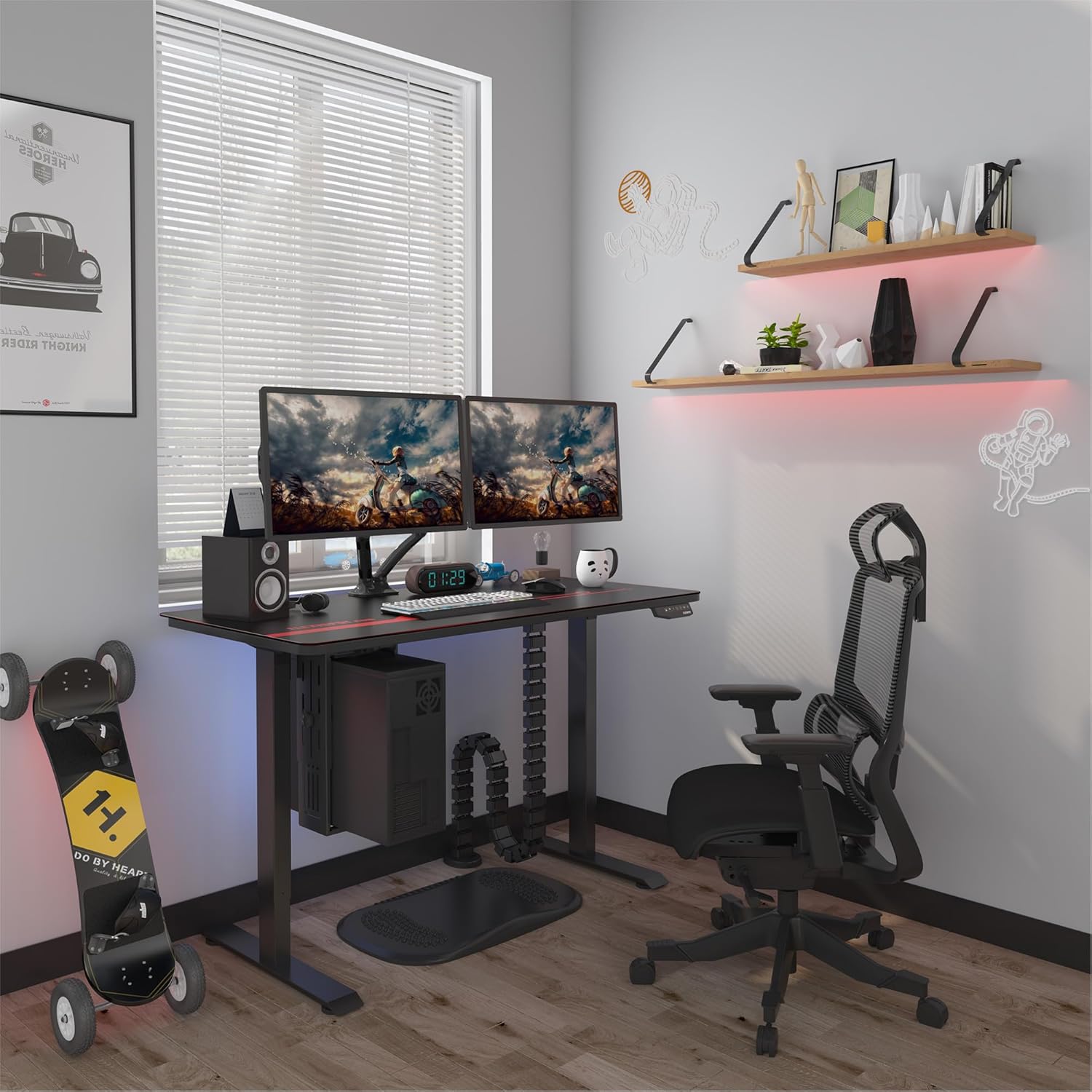 Thumbnail 1 de FLEXISPOT One Piece Electric Standing Desk (100 x 60 cm) with Memory Smart Panel – UK
