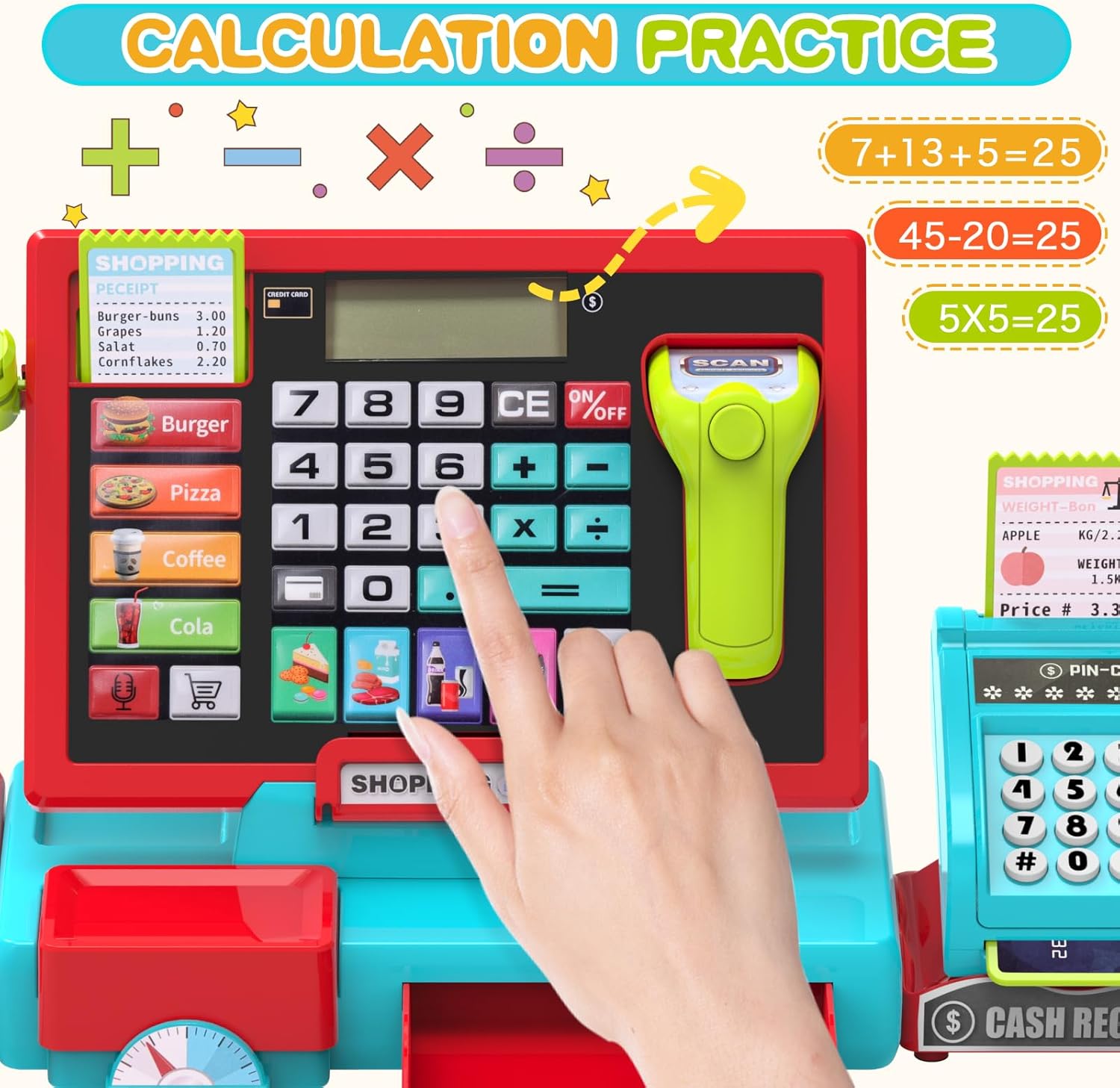 Thumbnail 4 de Elektronische Spielzeug-Kasse mit Scanner und Sound – Rollenspielkasse für Kinder ab 3 Jahren