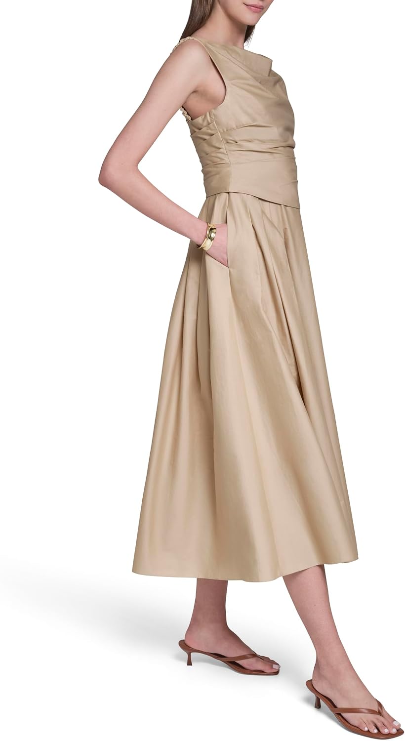Detalle de Halston Women's Midi Dress, Cotton